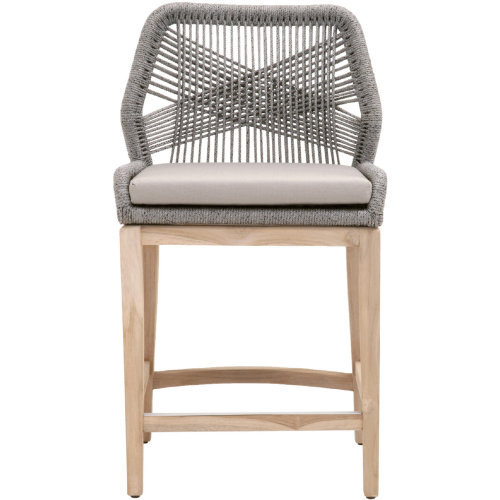 Loom Outdoor Counter Stool in Platinum Rope, Gray Fabric & Gray Wood 6808CS.PLA-R/SG/GT